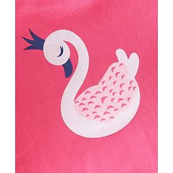 Babyhug Cotton Knit Full Sleeves Night Suit With Swan Print - Pink & Red
