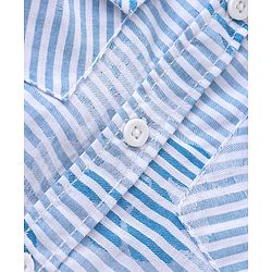 Babyhug Full Sleeves Jacquard Striped Shirt and Denim Jeans - Blue