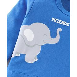 Babyhug 100% Cotton Full Sleeves Onesie Elephant Printed - Blue