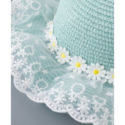 Babyhug Straw Hat Floral Design - Green