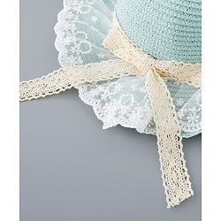 Babyhug Straw Hat with Bow Applique - Green