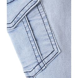 Babyhug Denim Full Sleeves Stretchable Washed Joggers - Blue
