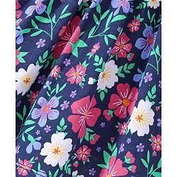 Babyhug Single Jersey Full Sleeves Frock with Floral Print - Navy Blue