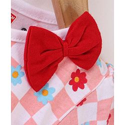 Babyhug 100% Cotton Knit Full Sleeves Frock With Floral Print - Red & Pink