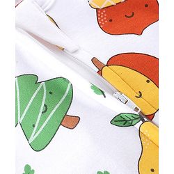 Babyhug 100% Cotton Knit Romper Fruits Print - White