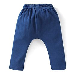 Babyhug Cotton Full Length Diaper Pants Striped & Teddy Print Pack Of 3 - White & Blue