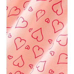 Babyhug 100% Cotton Knit Half Sleeves Frock with Bloomer Heart Print - Peach