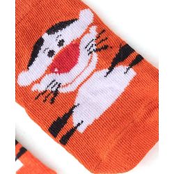 Cute Walk by Babyhug Terry Knit Ankle Length Anti Bacterial Socks Tiger Design - Multicolour