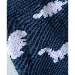 Cute Walk By Babyhug Anti Bacterial Ankle Length Socks Striped & Dino Design Pack Of 3 - Blue & White