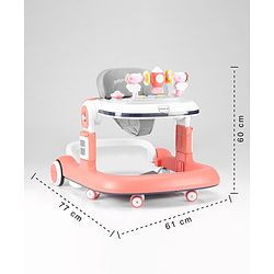 Babyhug Multifunction Foldable Activity Push Walker with Musical Play Tray & Lights - Red