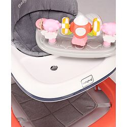 Babyhug Multifunction Foldable Activity Push Walker with Musical Play Tray & Lights - Red