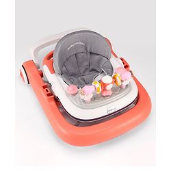Babyhug Multifunction Foldable Activity Push Walker with Musical Play Tray & Lights - Red
