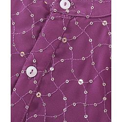 Babyhug Sequenced Full Sleeves Embroidered Kurta Pyjama Set - Purple