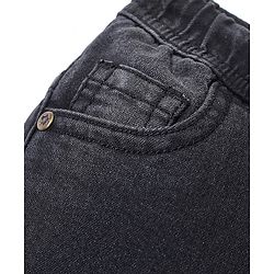 Babyhug Full Length Solid Colour Stretchable Denim Jogger - Black