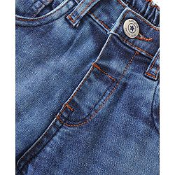 Babyoye Full Length Solid Color Stretchable Denim Jeans Fly With Zipper - Blue