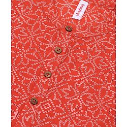 Babyhug Cotton Woven Full Sleeves Kurta and Pajama Set Floral Print - Red