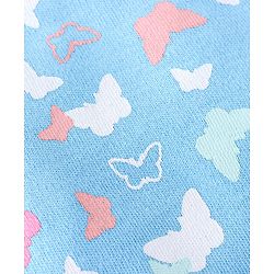 Babyhug 100% Cotton Knit Buitterfly Print Cap Mittens & Booties - Blue