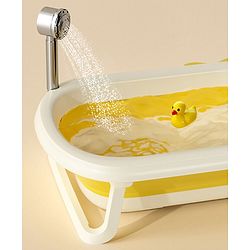 Babyhug Foldable Anti Slip Bath Tub with Cushion - Yellow