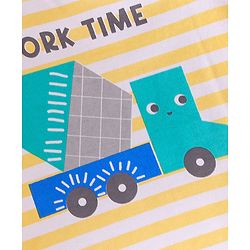 Babyhug 100% Cotton Knit Full Sleeves T-Shirt with Striped & Truck Graphics -Yellow