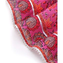 Babyhug Sleeveless Chanderi Printed Choli with Lehenga and Dupatta Set - Pink