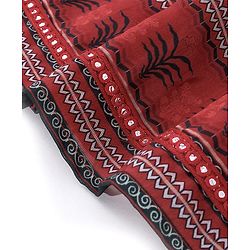 Babyhug Sleeveless Chanderi Printed Choli with Lehenga and Dupatta Set - Maroon