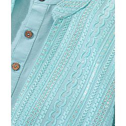 Babyhug Full Sleeves Solid Kurta Pyjama Set with Sherwani Embroidered Jacket - Mint Green