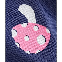 Babyhug Cotton Knit Full Sleeves Mushroom Printed Top with Frill Detailing - Navy Blue