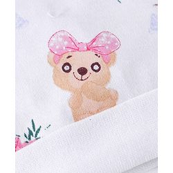 Babyhug 100% Cotton Cap Mittens & Booties Set Puppy Print - White