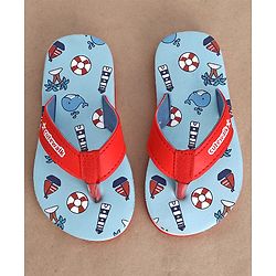 Cute Walk by Babyhug Slip On Flip Flop with Whale Print - Red & Blue