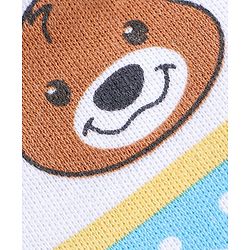 Babyhug 100% Cotton Knit Cap Mittens & Booties Set Teddy Print - Blue