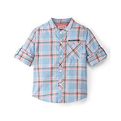 Babyhug Cotton Woven Full Sleeves Checks Shirt - Blue