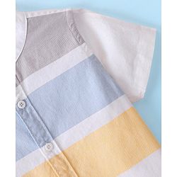 Babyhug 100% Cotton Knit Half Sleeve Shirt Striped - White
