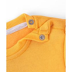 Babyhug Fleece Knit Full Sleeves Sweatshirt With Bear Graphics - Yellow