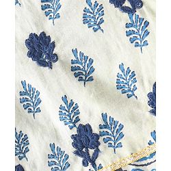 Babyhug Cotton Three Fourth Sleeves Kurta Sharara Set with Dupatta Floral Printed - Blue
