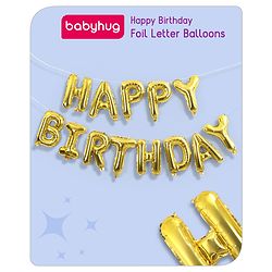 Babyhug Happy Birthday Gold Foil Letter Balloons - Pack of 13