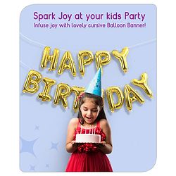 Babyhug Happy Birthday Gold Foil Letter Balloons - Pack of 13