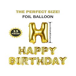 Babyhug Happy Birthday Gold Foil Letter Balloons - Pack of 13