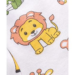 Babyhug 100% Cotton Knit Lion Print Trunks Pack of 3 - White Blue & Yellow
