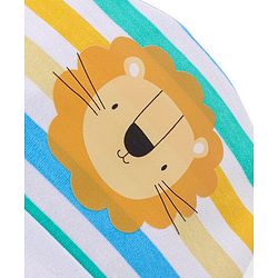 Babyhug 100% Cotton Knit Cap Striped & Lion Print- Multicolour
