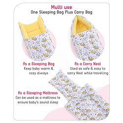 Babyhug 100% Cotton Sleeping Bag Cum Carry Nest Sheep On the Moon Print- Light Blue