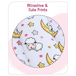 Babyhug 100% Cotton Sleeping Bag Cum Carry Nest Sheep On the Moon Print- Light Blue