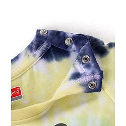 Babyhug Cotton Knit Half Sleeves Tee With Tie & Dye Graphics- Blue & Yellow