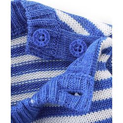Babyhug Knitted Full Sleeves Striped Design Sweater Set - Blue