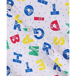 Babyhug Cotton Knit Half Sleeves Alphabets Printed Shirt - White