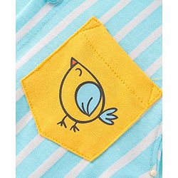 Babyhug Cotton Knit Half Sleeves Shirt Striped Giraffe & Bird Print - Blue