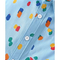 Babyhug 100% Cotton Woven Half Sleeves Abstract Printed Shirt - Blue