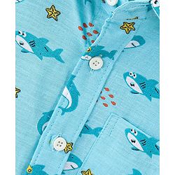 Babyhug 100% Cotton Knit Half Sleeve Shirt With Shark Print - Blue