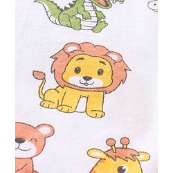 Babyhug 100% Cotton Sleeveless Sando Giraffe Print Pack of 2 - White & Red