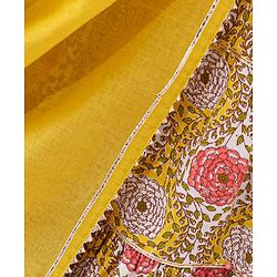 Babyhug 100% Cotton Woven Half Sleeves Choli & Lehenga with Dupatta Floral Print - Yellow