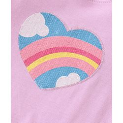Babyhug 100% Cotton Knit Half Sleeves Top With Frill & Rainbow Sequins Detailing - Purple